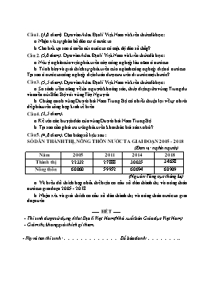 Đề kiểm tra cuối học kỳ II môn Địa lý Lớp 9